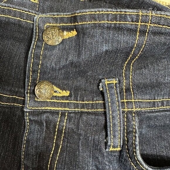 Era of Chaos Dark Wash‎ Denim Straight Leg Skinny Stretch Button Fly Overalls 28 - Picture 12 of 12